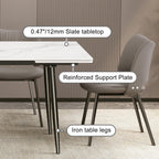 Stainless steel leg base detail of extendable dining table
