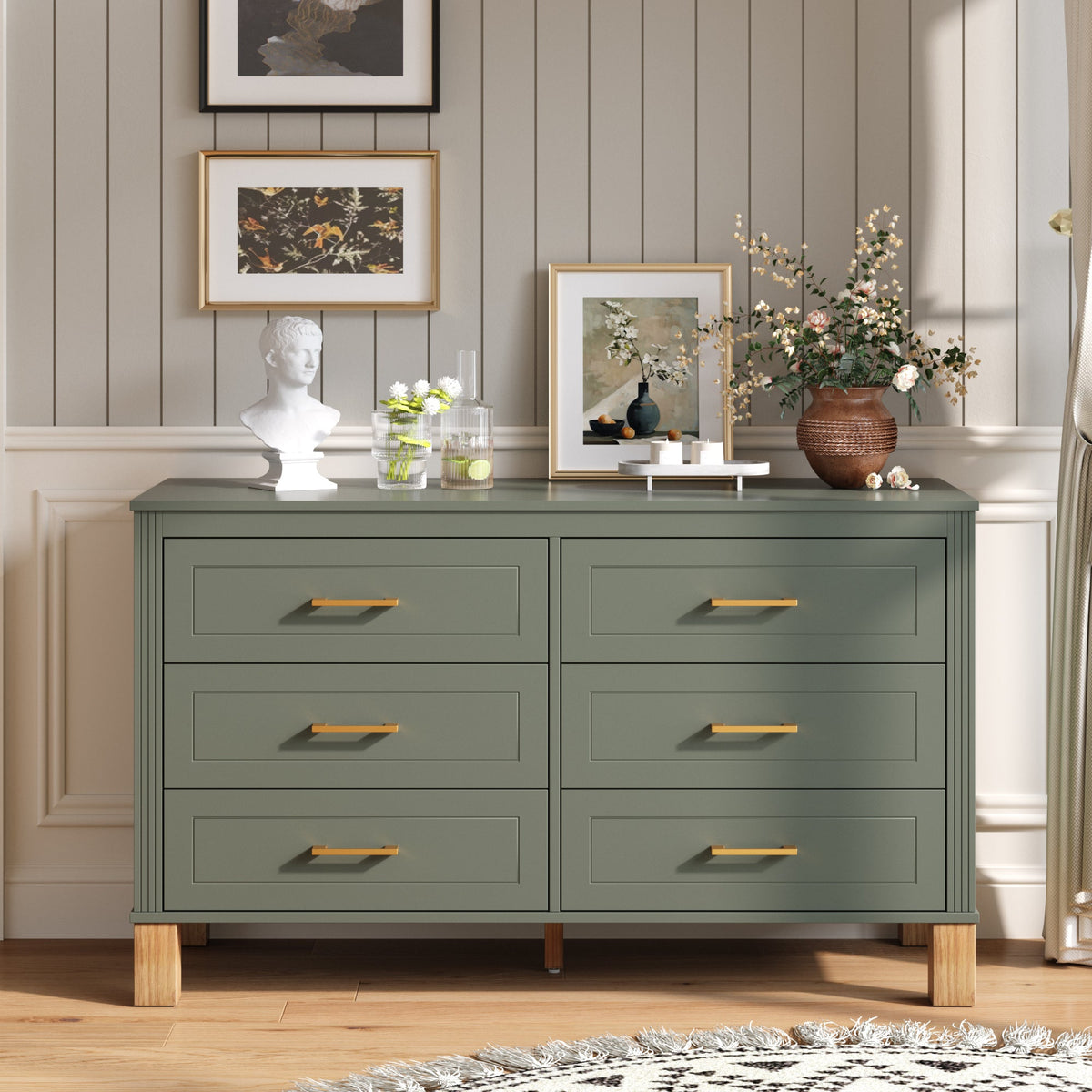 Modern Dresser Side View - Solid Wood Legs Detail