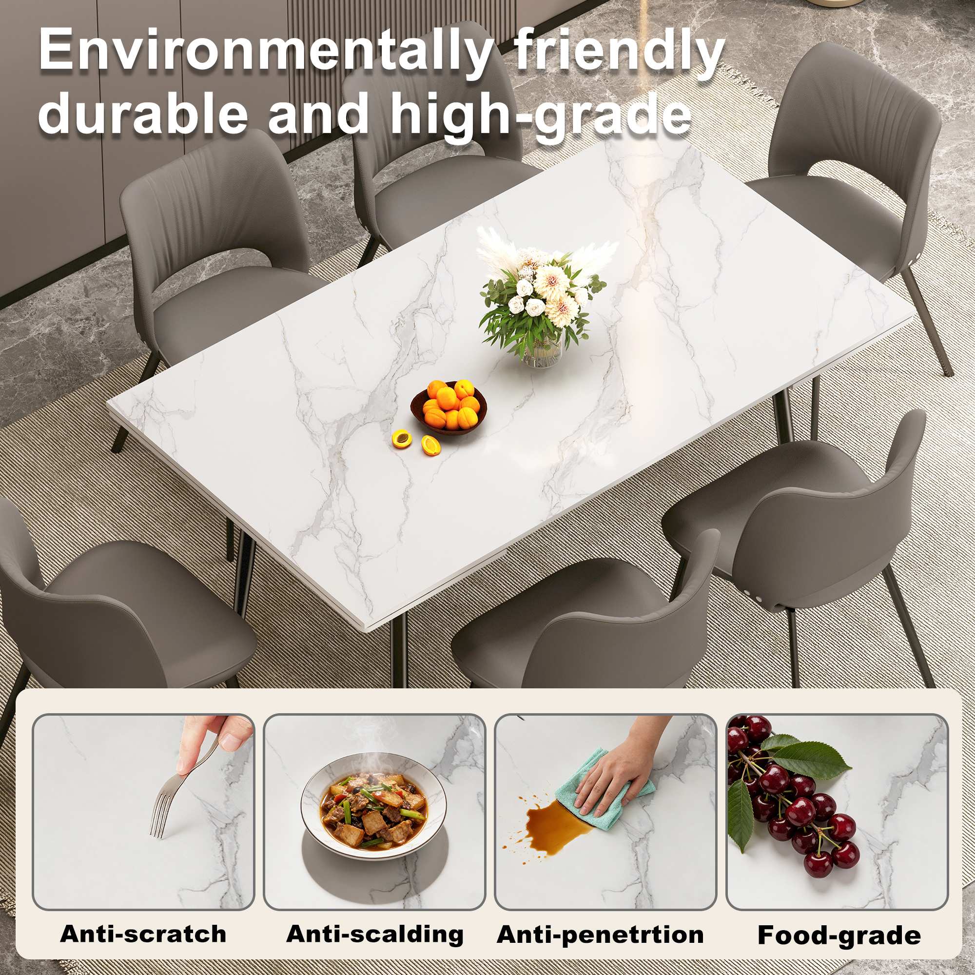 Dining table extended to 94 inches seating 8-10 people