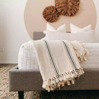 Herringbone Turkish Cotton Throw Blanket cream