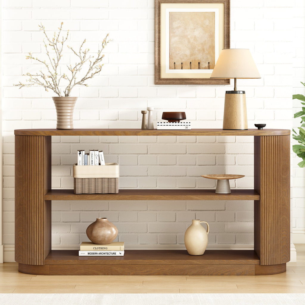 Fluted Modern Entryway Console Table - Front View