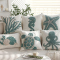Coastal Tufted Throw Pillow textured decorative 18x18
