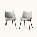 Curved back upholstered dining chair set of 2, beige leather-aire front view