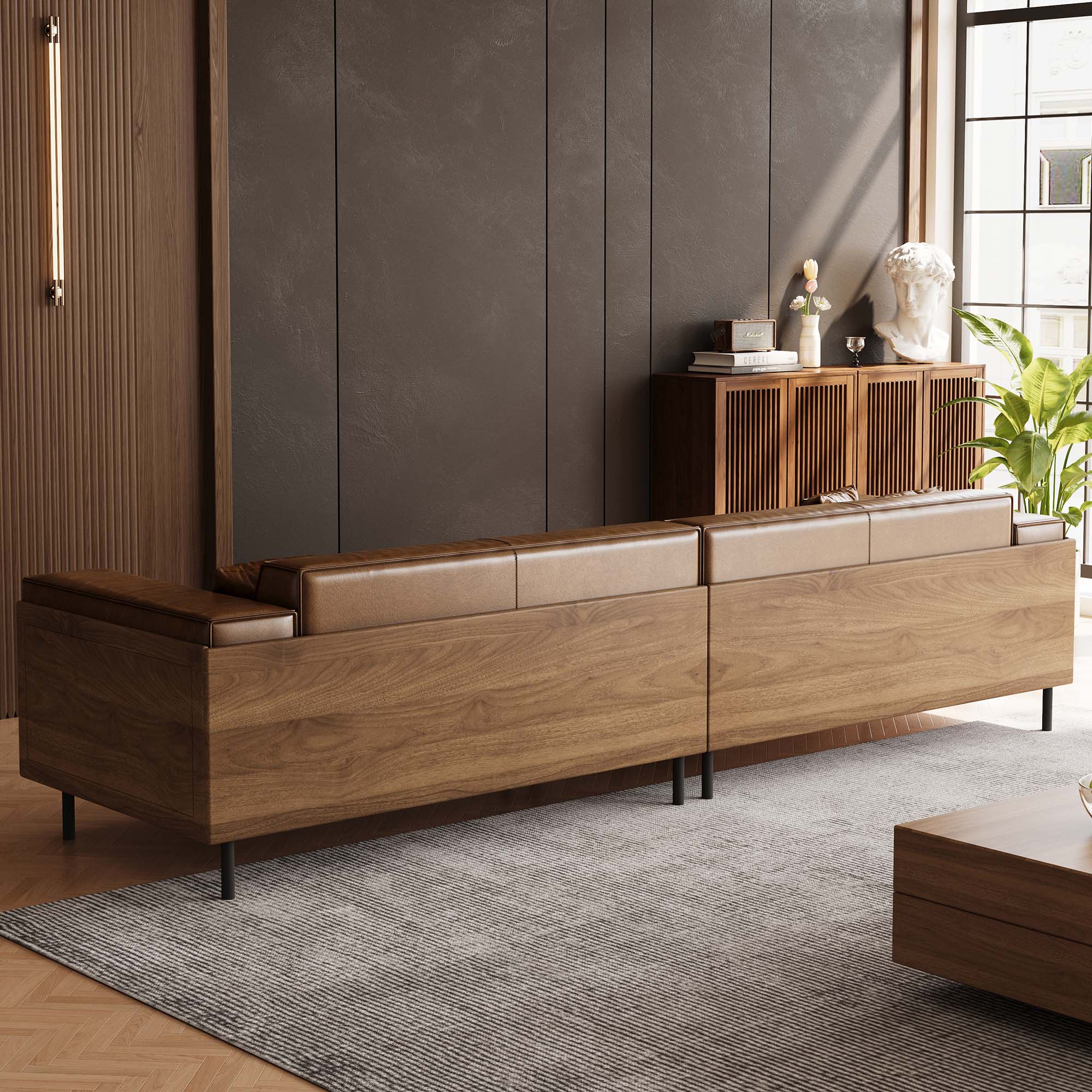 Modern 4-seat sofa styled in contemporary living room