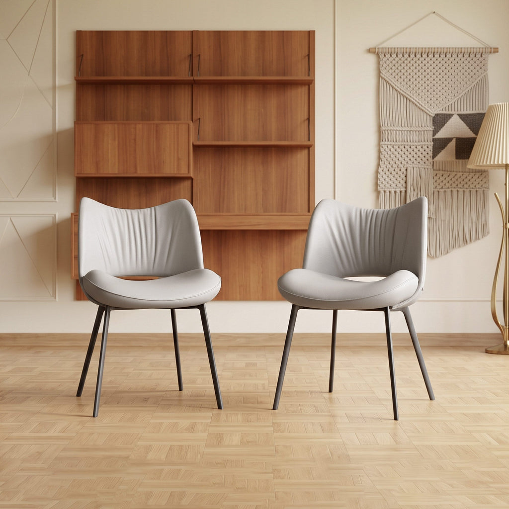 Dining chairs side profile showing ergonomic curved backrest