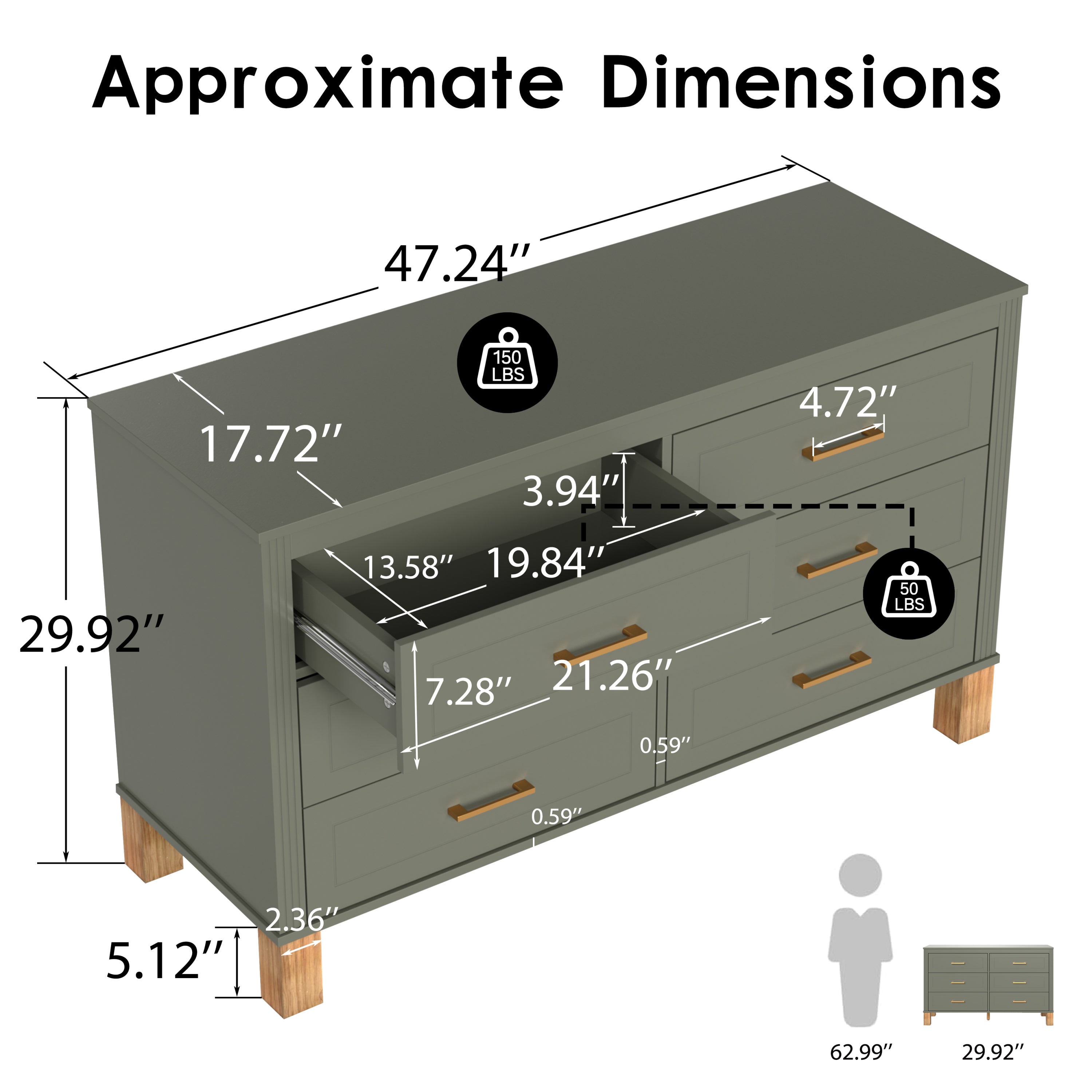 6-Drawer Dresser Top Surface Detail