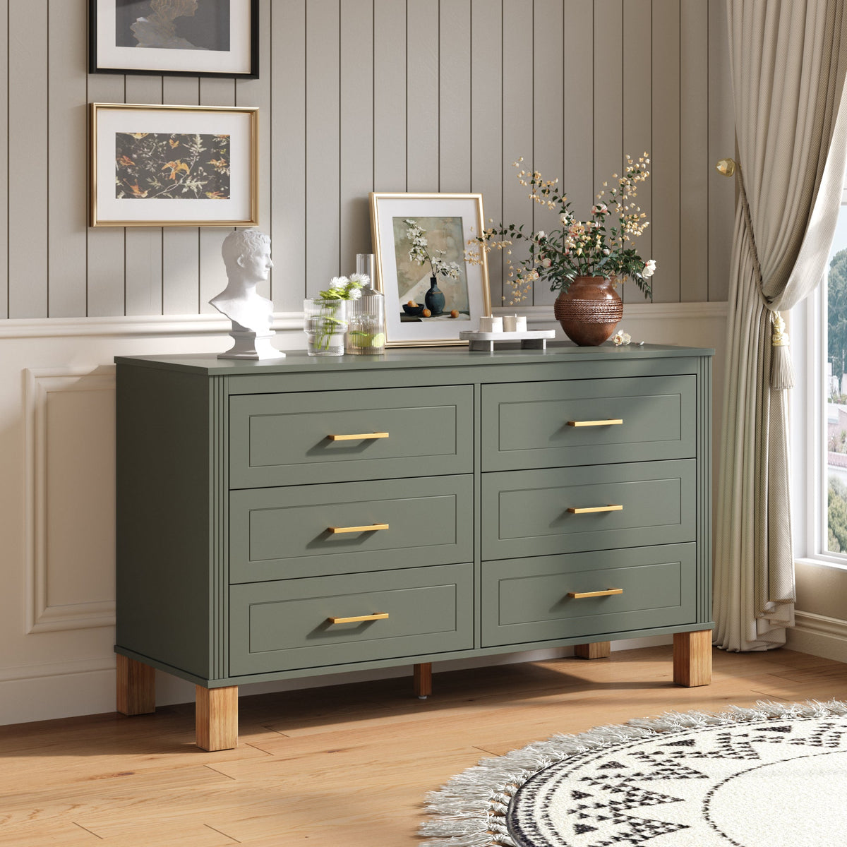 6-Drawer Dresser Drawer Open - Ball-Bearing Slides