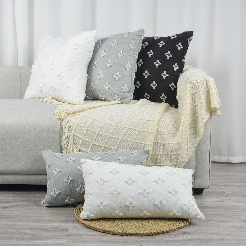 Flower Tufted Daisy Embroidered Throw Pillow lifestyle bedroom