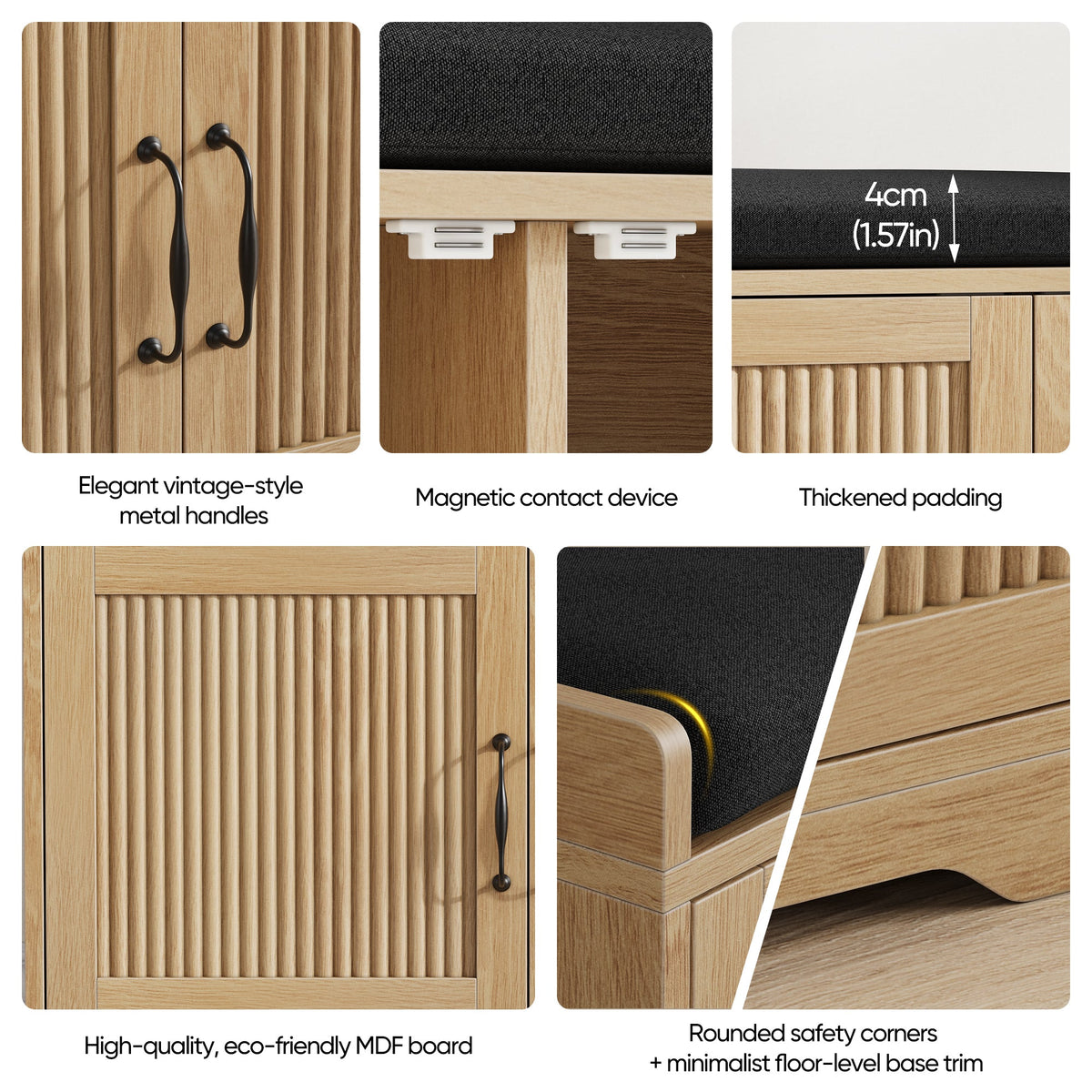Storage bench in entryway