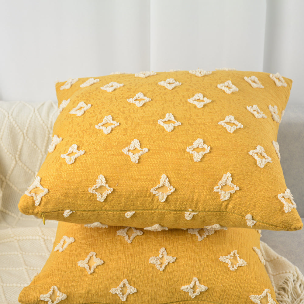 Flower Tufted Daisy Embroidered Throw Pillow multicolor