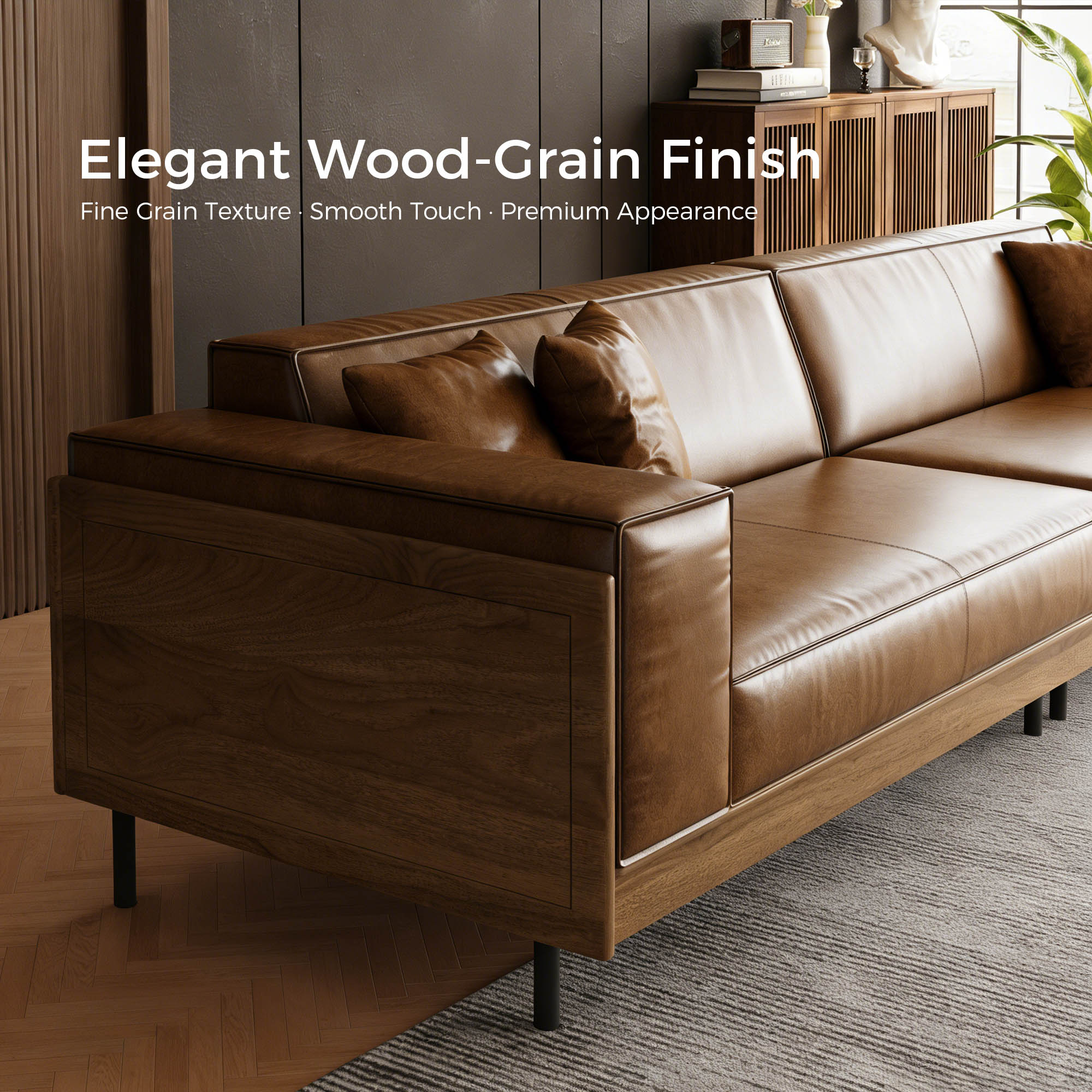 Modern deep sofa in warm living room atmosphere
