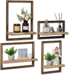 Rustic Distressed White Farmhouse Floating Wall Shelves - Set of 5
