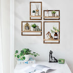Rustic Distressed White Farmhouse Floating Wall Shelves - Set of 5