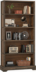 5-Tier Solid Wood Bookcase 65in Open Shelf
