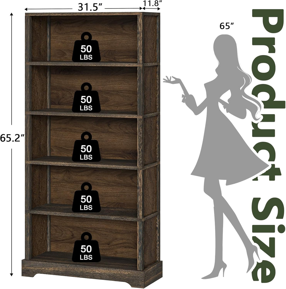 5-Tier Bookcase Living Room Setup