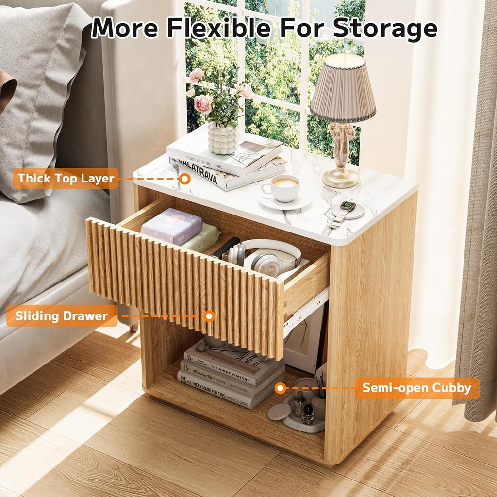 Fluted Nightstand Styling with Lamp