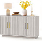 55 inch Fluted Sideboard Buffet Cabinet - full view in natural oak