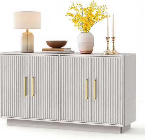 55 inch Fluted Sideboard Buffet Cabinet - full view in natural oak