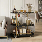 4-Tier Modern Bar Cart with Wheels and Wine Rack