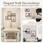 Rustic Distressed White Farmhouse Floating Wall Shelves - Set of 5