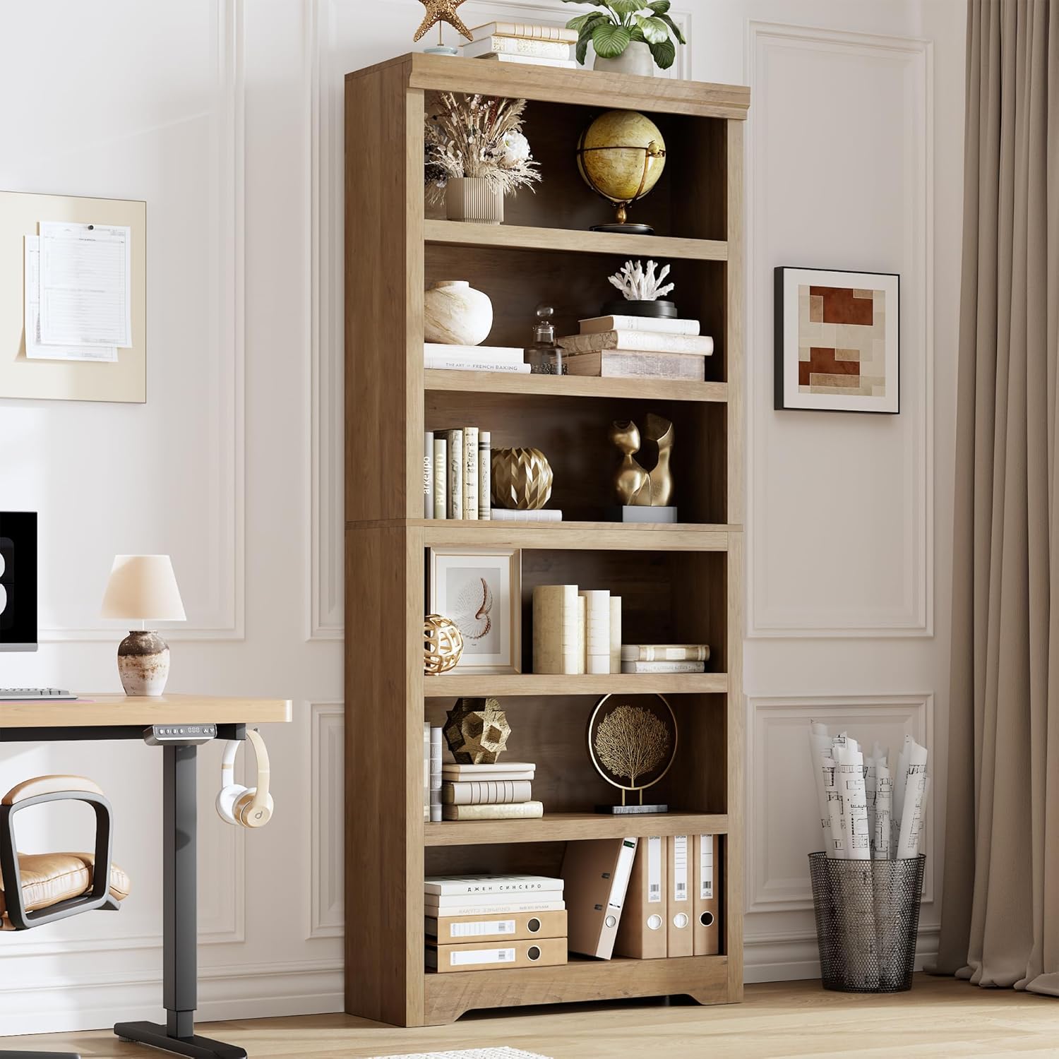 6-Tier Bookcase Living Room Styling