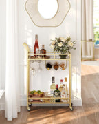 Gold Bar Cart Wine Glass Holder