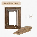 Rustic Distressed White Farmhouse Floating Wall Shelves - Set of 5