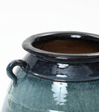 Ocean Blue Rustic Ceramic Floor Vase - Large Farmhouse Decor 17.5in
