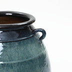 Ocean Blue Rustic Ceramic Floor Vase - Large Farmhouse Decor 17.5in