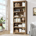 6-Tier Tall Farmhouse Bookcase 75in Open Shelf