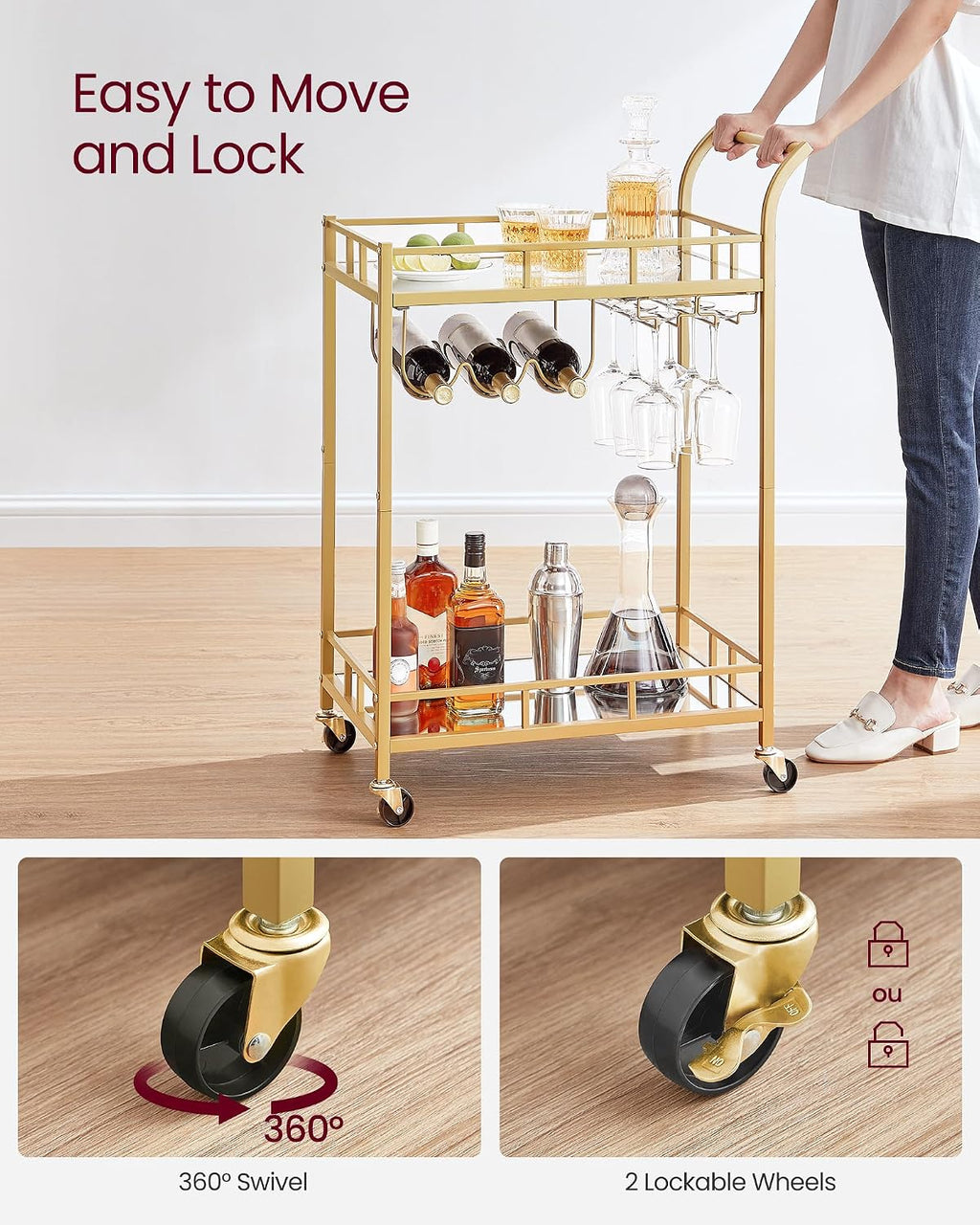 Gold Bar Cart Shelf Detail