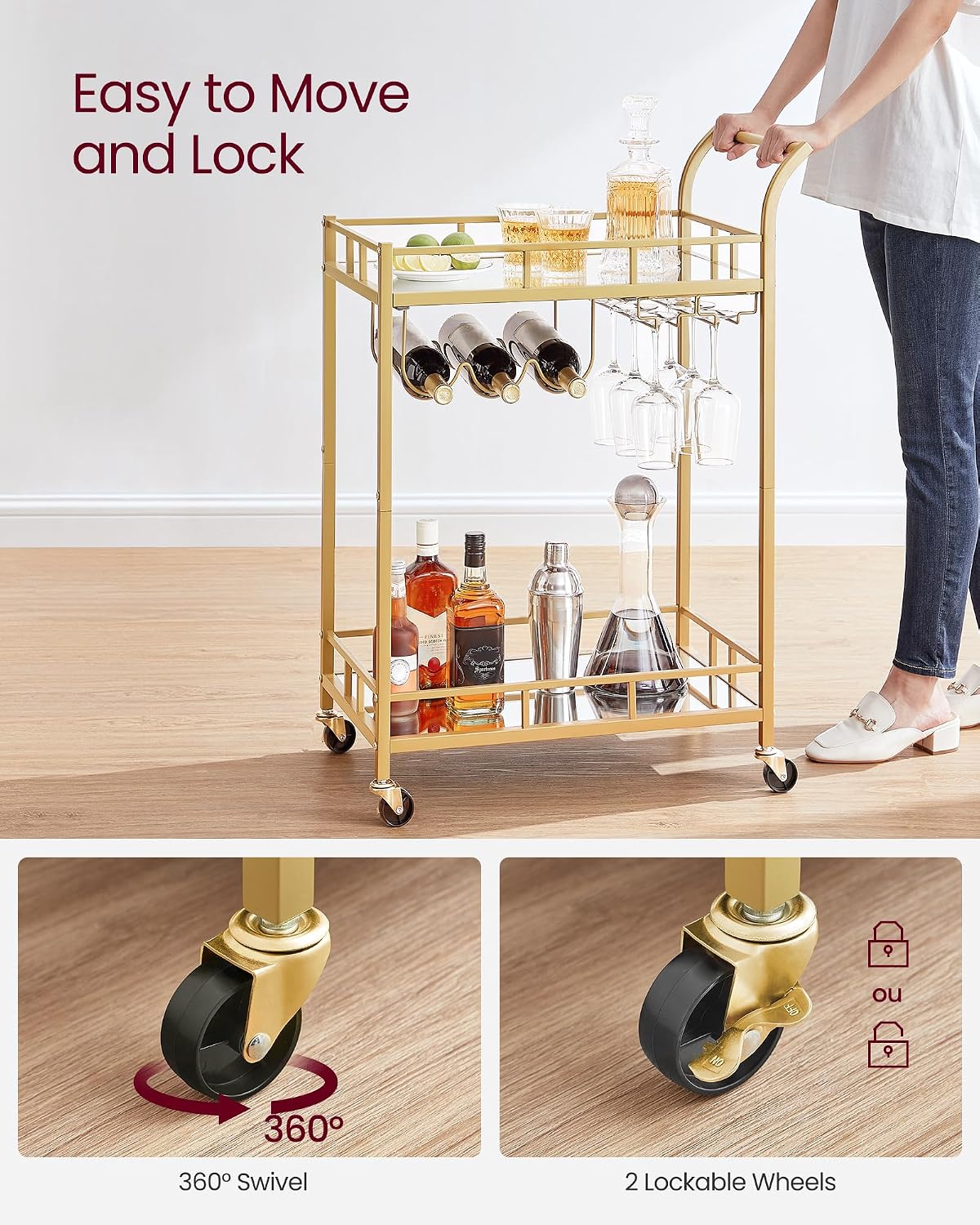 Gold Bar Cart Shelf Detail