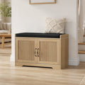 Fluted entryway storage bench