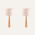Natural Solid Wood Table Lamp Set of 2