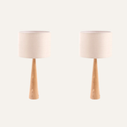 Natural Solid Wood Table Lamp Set of 2