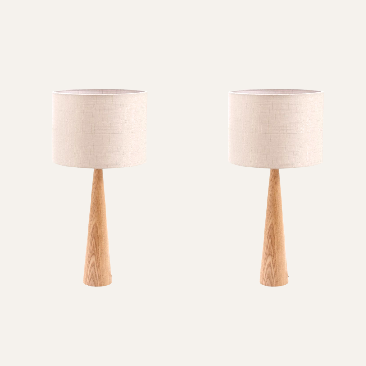 Natural Solid Wood Table Lamp Set of 2