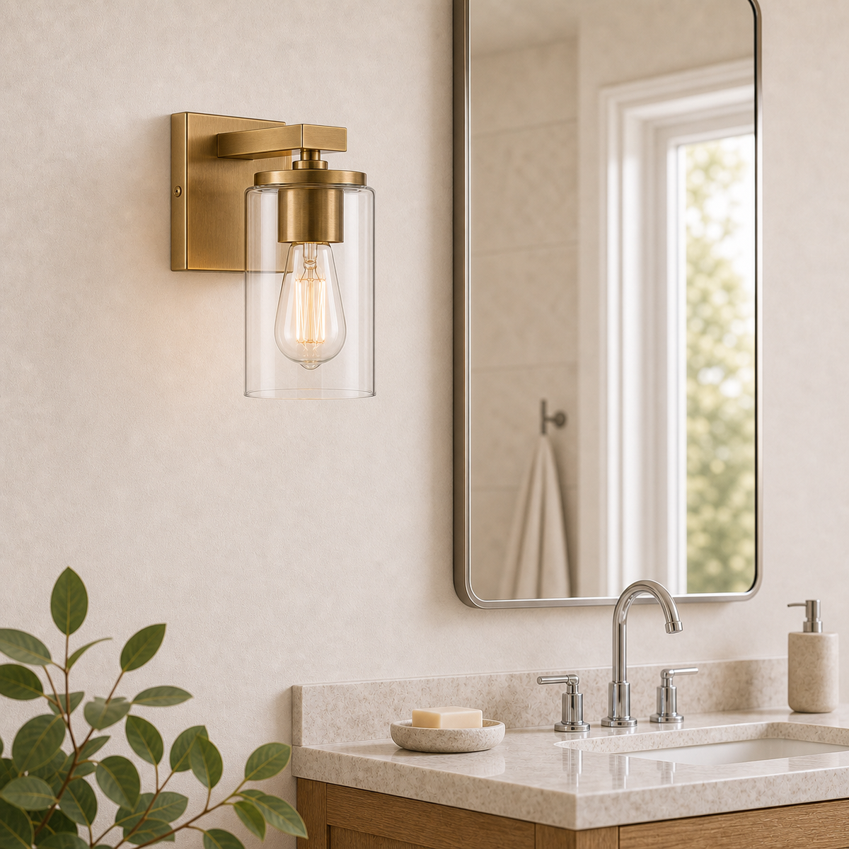 Meridian 1-Light Vanity White Background Black