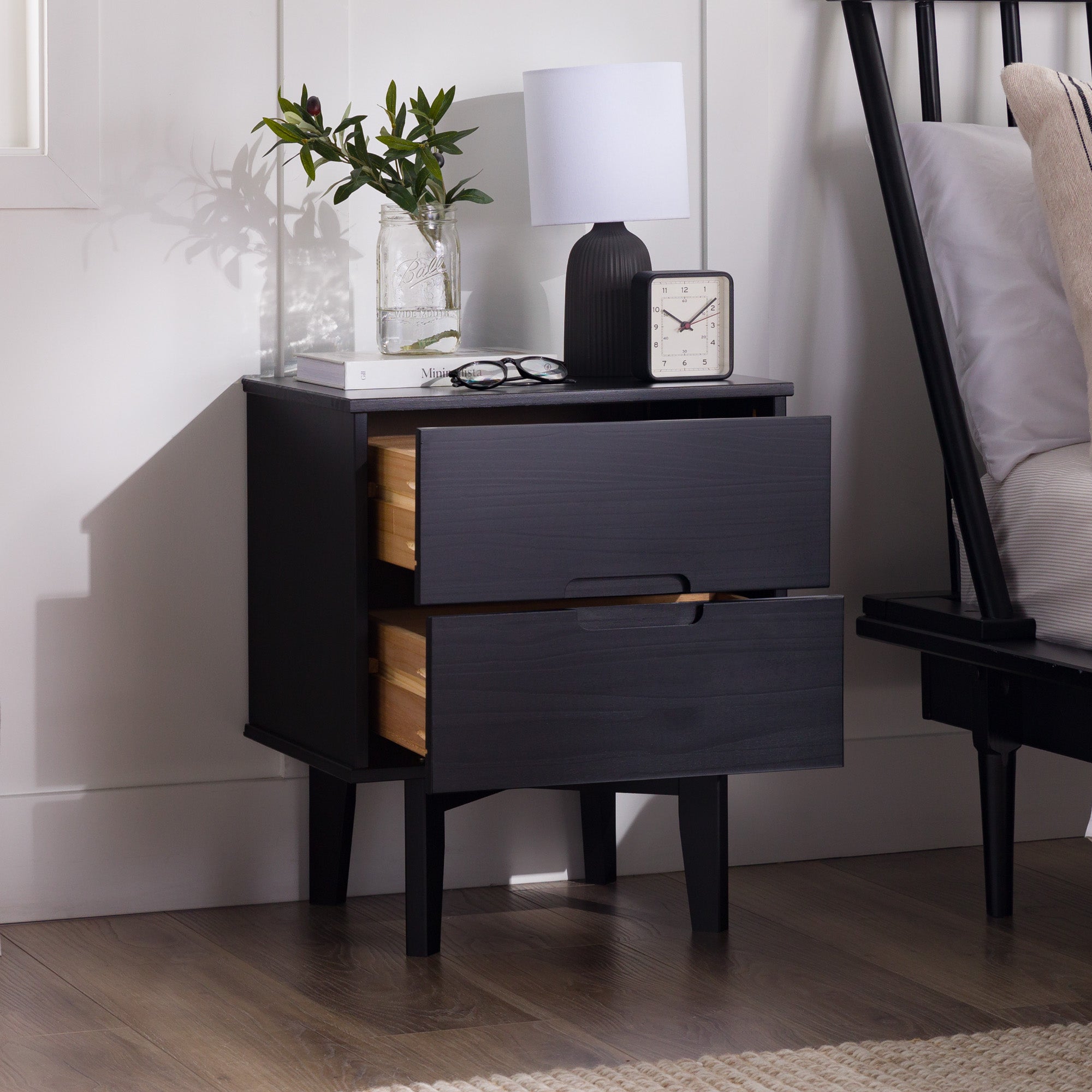 Sloane Mid-Century Modern Nightstand - Angled View