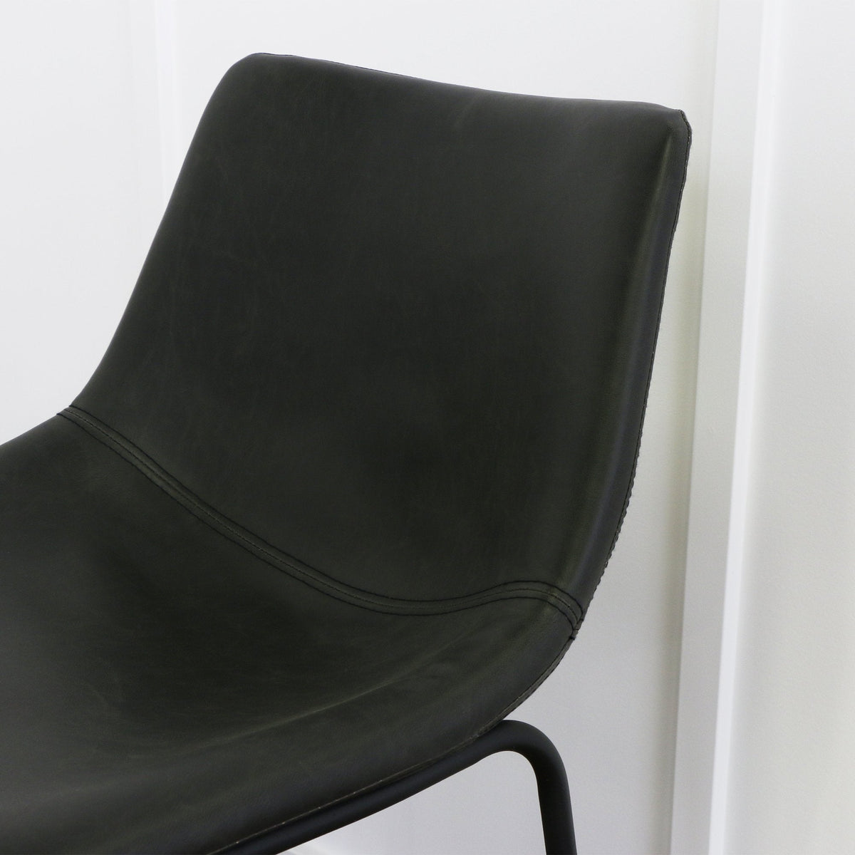 Faux Leather Bar Stool - Angle View Black