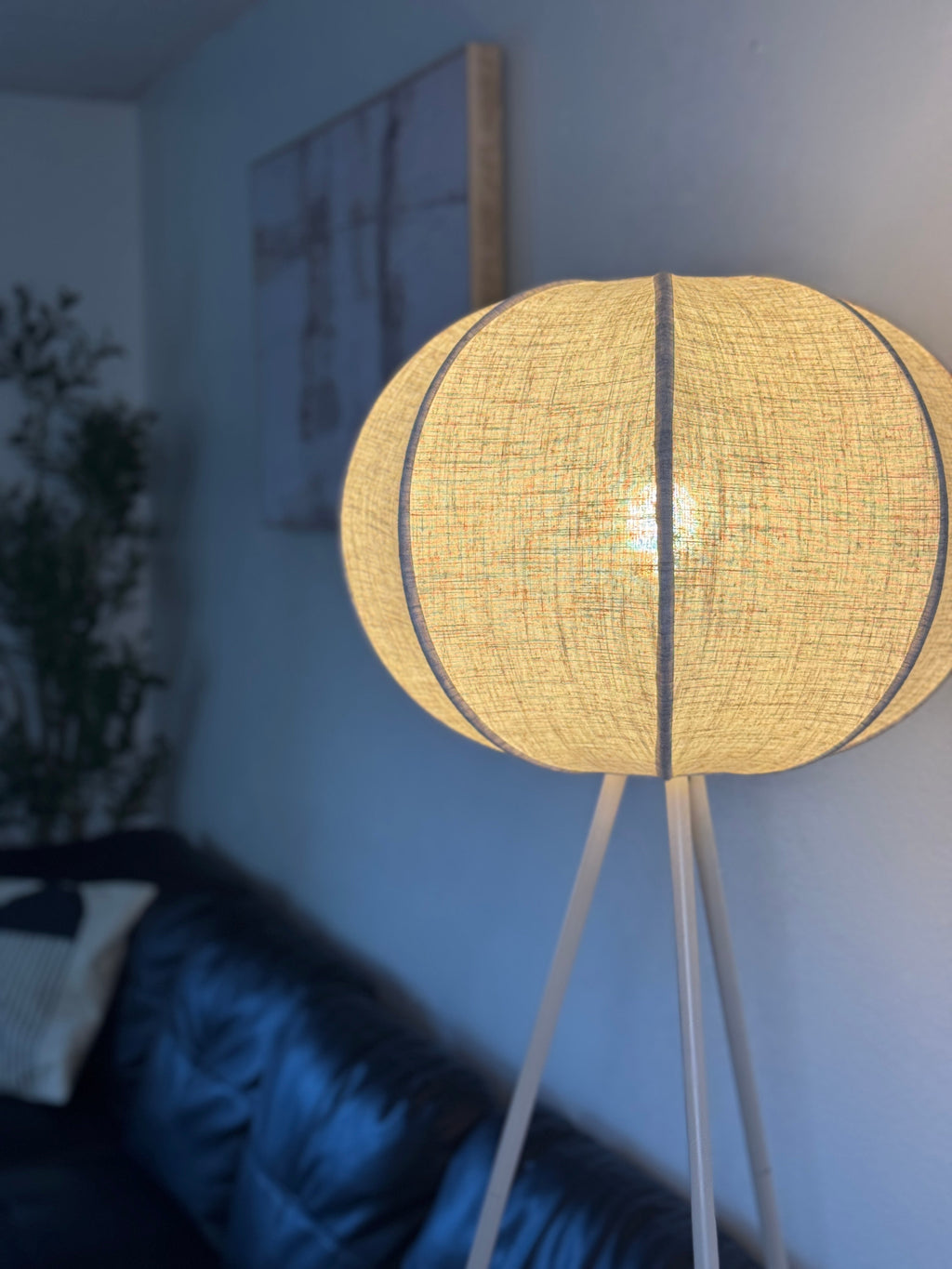 Corey Tripod Floor Lamp - angled view showing three wood legs
