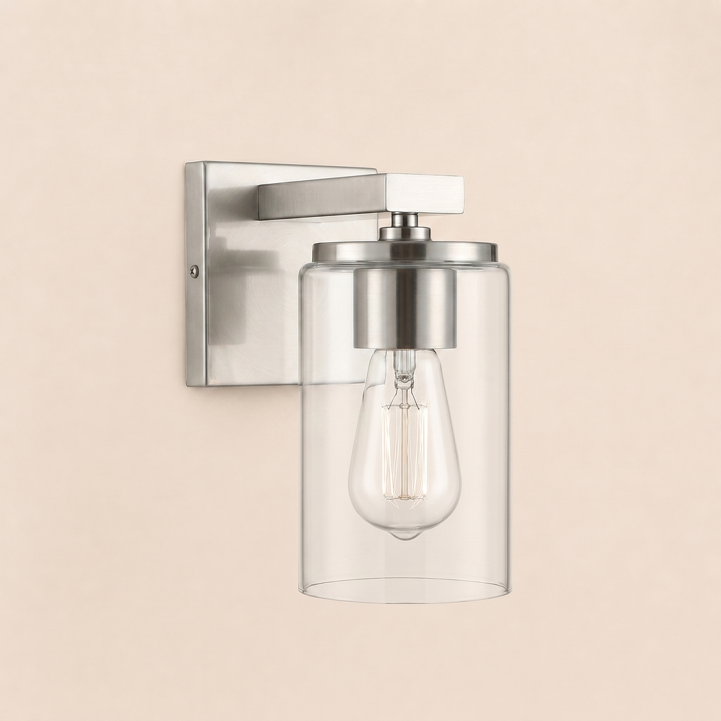 Meridian Single Vanity Light Bathroom Scene
