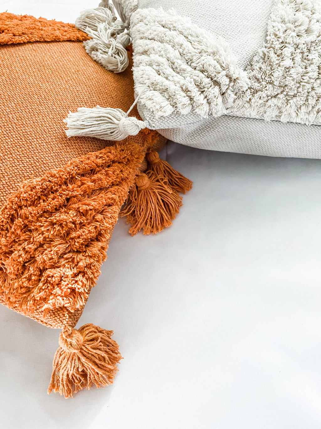 Tassel pillow cover texture close-up