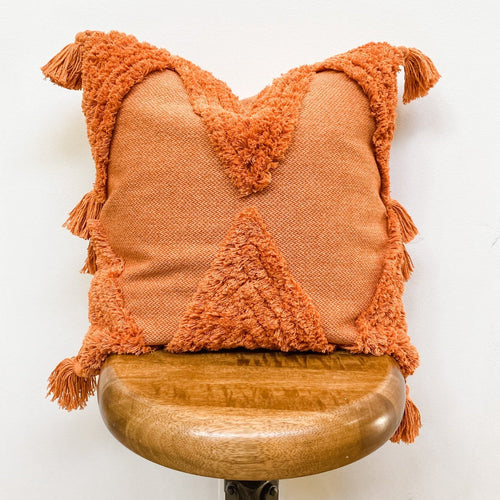 Bohemian tassel pillow cover front view