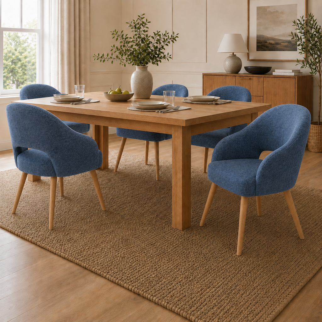 Modern Upholstered Dining Chair with Wood Legs - Set of 2