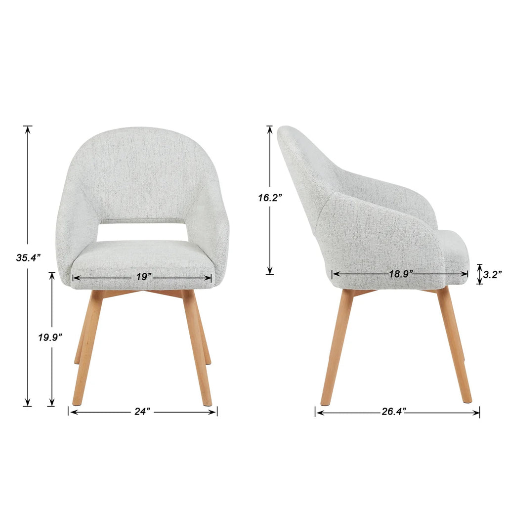 Modern Upholstered Dining Chair with Wood Legs - Set of 2