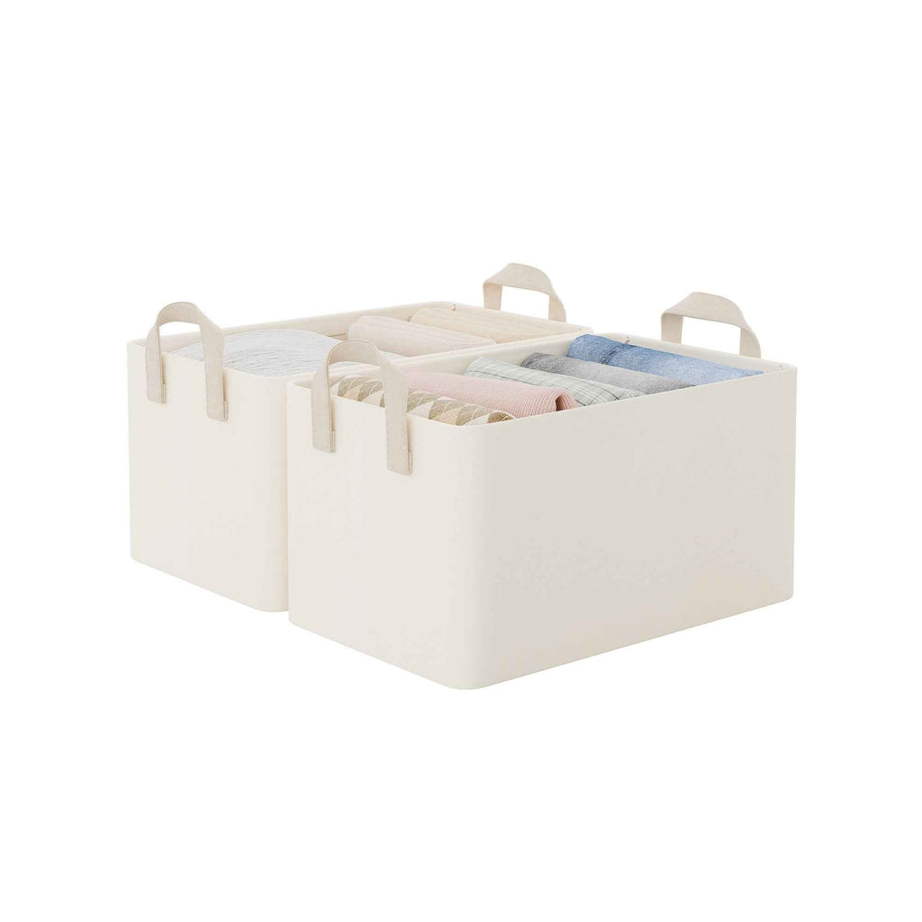 Soft-Touch Fabric Storage Bins with Handles Set of 2 front view