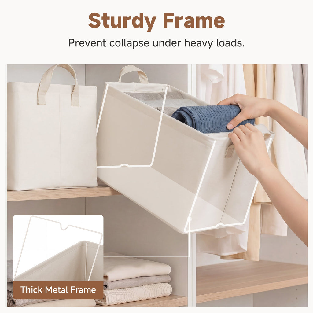 Soft-Touch Fabric Storage Bins with Handles label holder