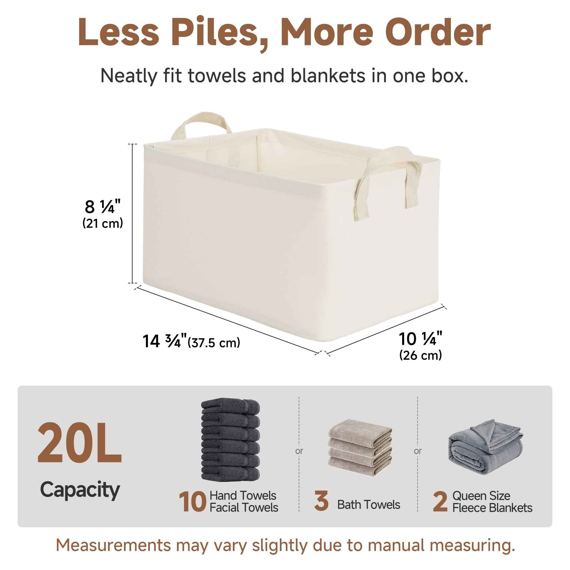 Soft-Touch Fabric Storage Bins with Handles stacked