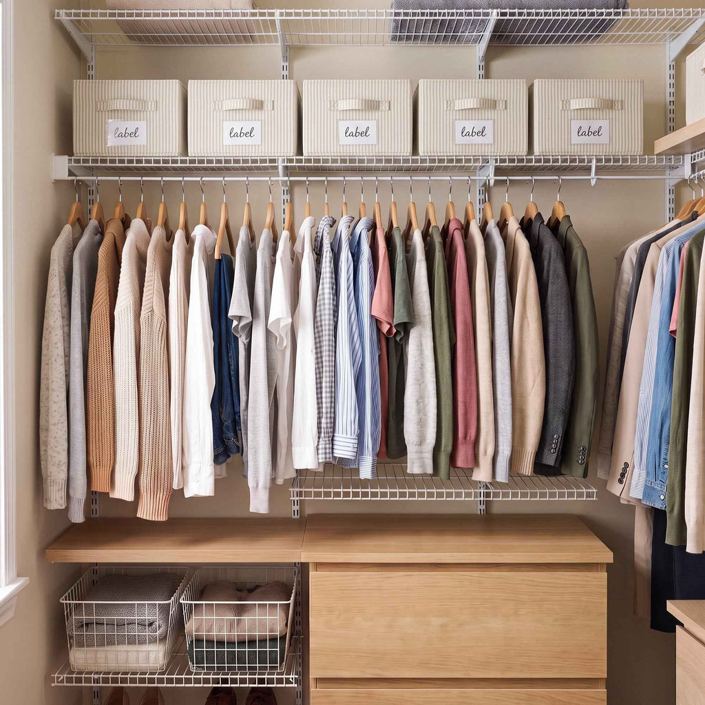 Fabric bin on shelf