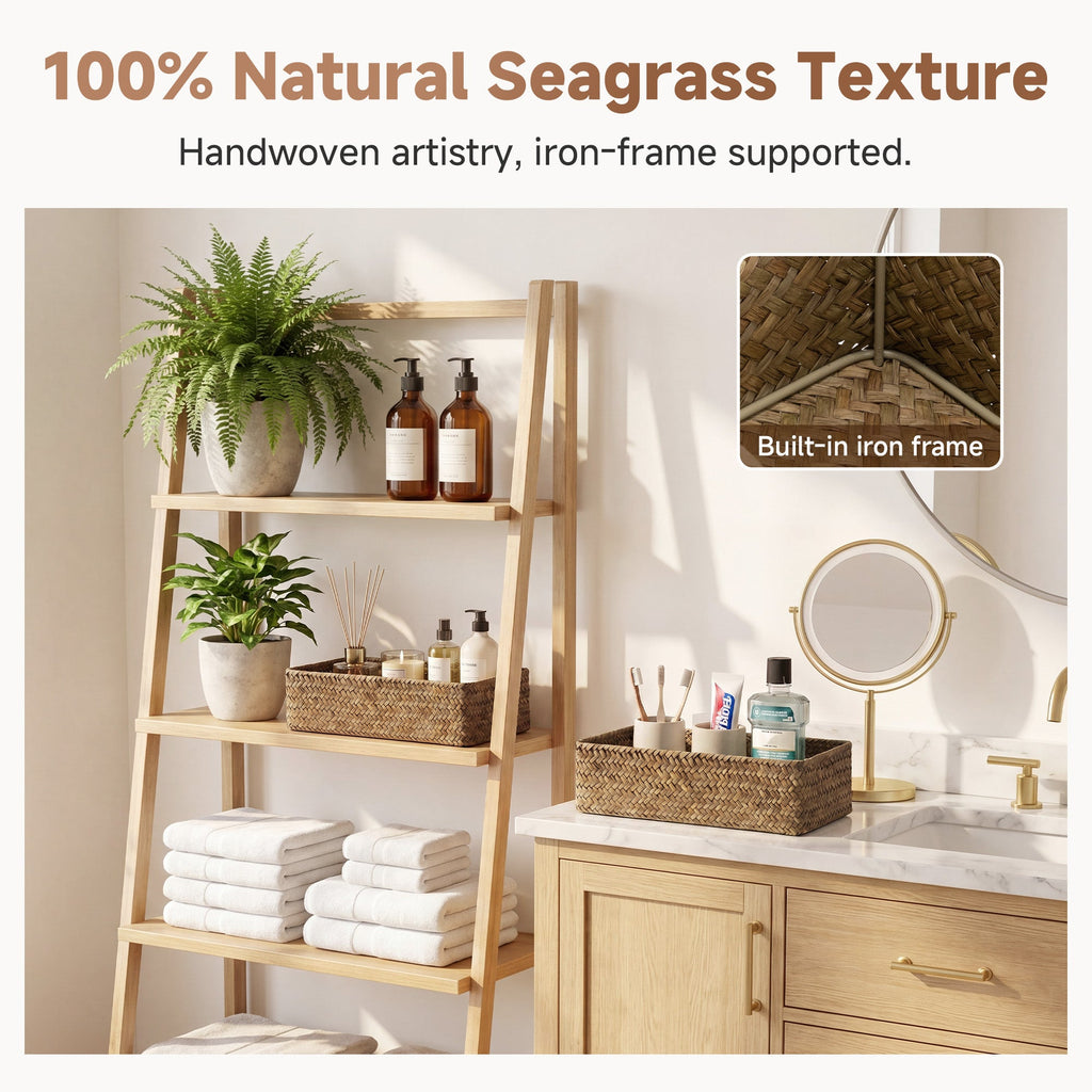 Flat seagrass basket top view
